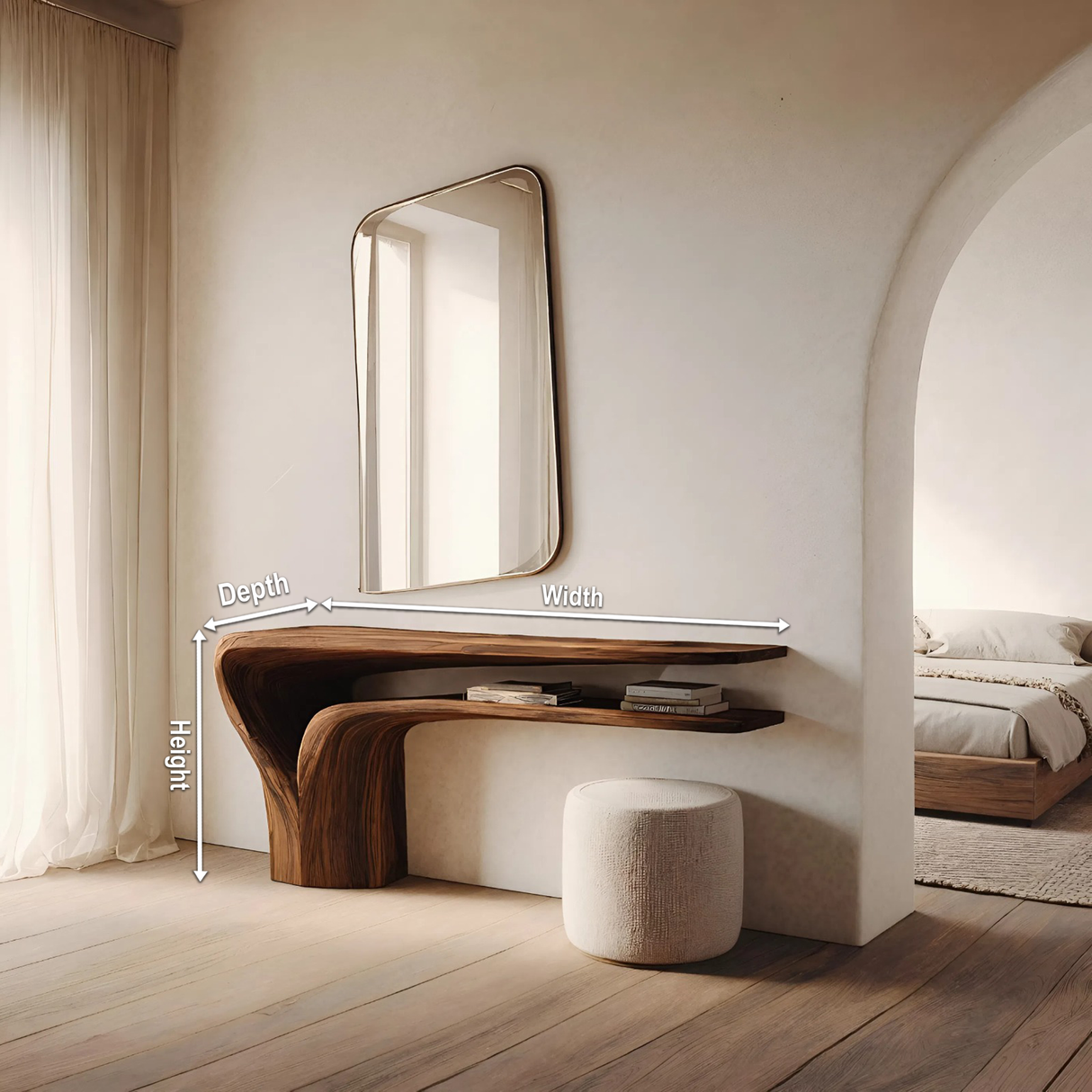 Organic Vanity Table For Bedroom Interior Space