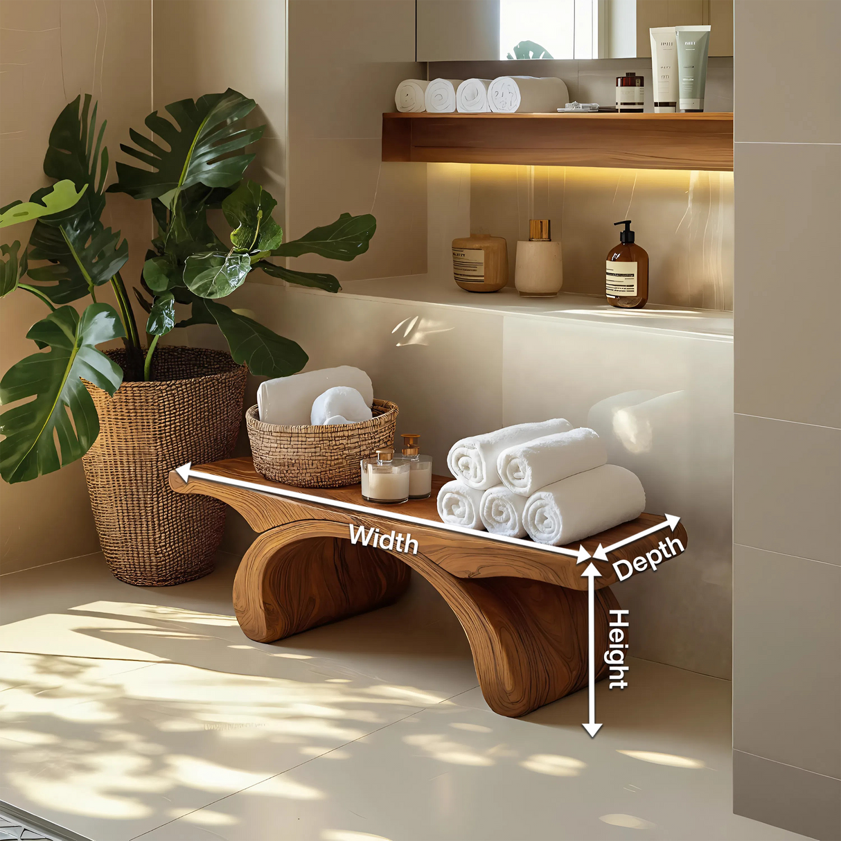 Modern Organic Shower Bench For Bathroom Or Spa Furniture