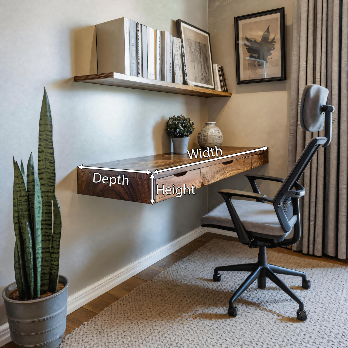 Minimalist Floating Desk With 3 Drawers For Home Office