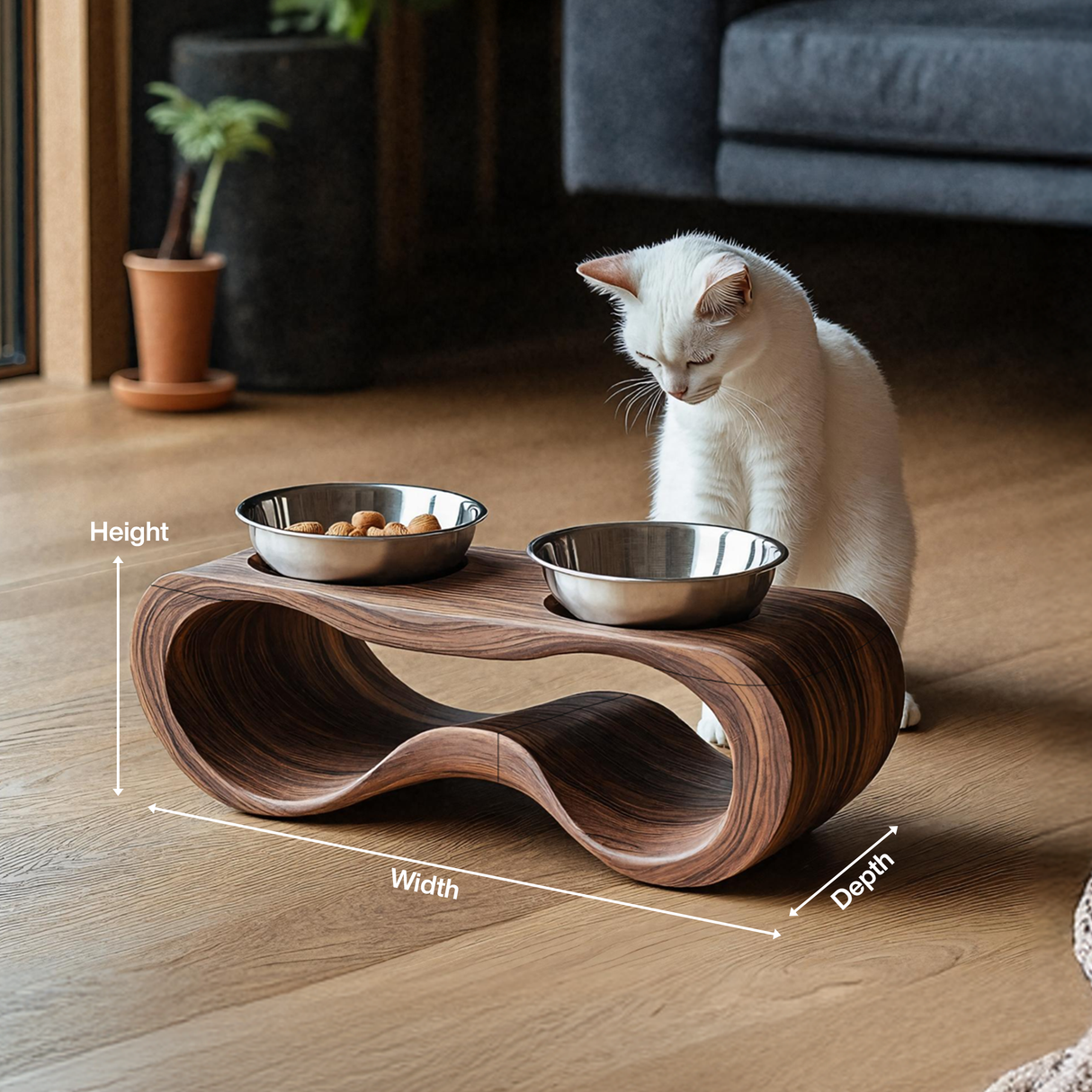 Rustic Wooden Dog Feeding Station For Kitchen Decor