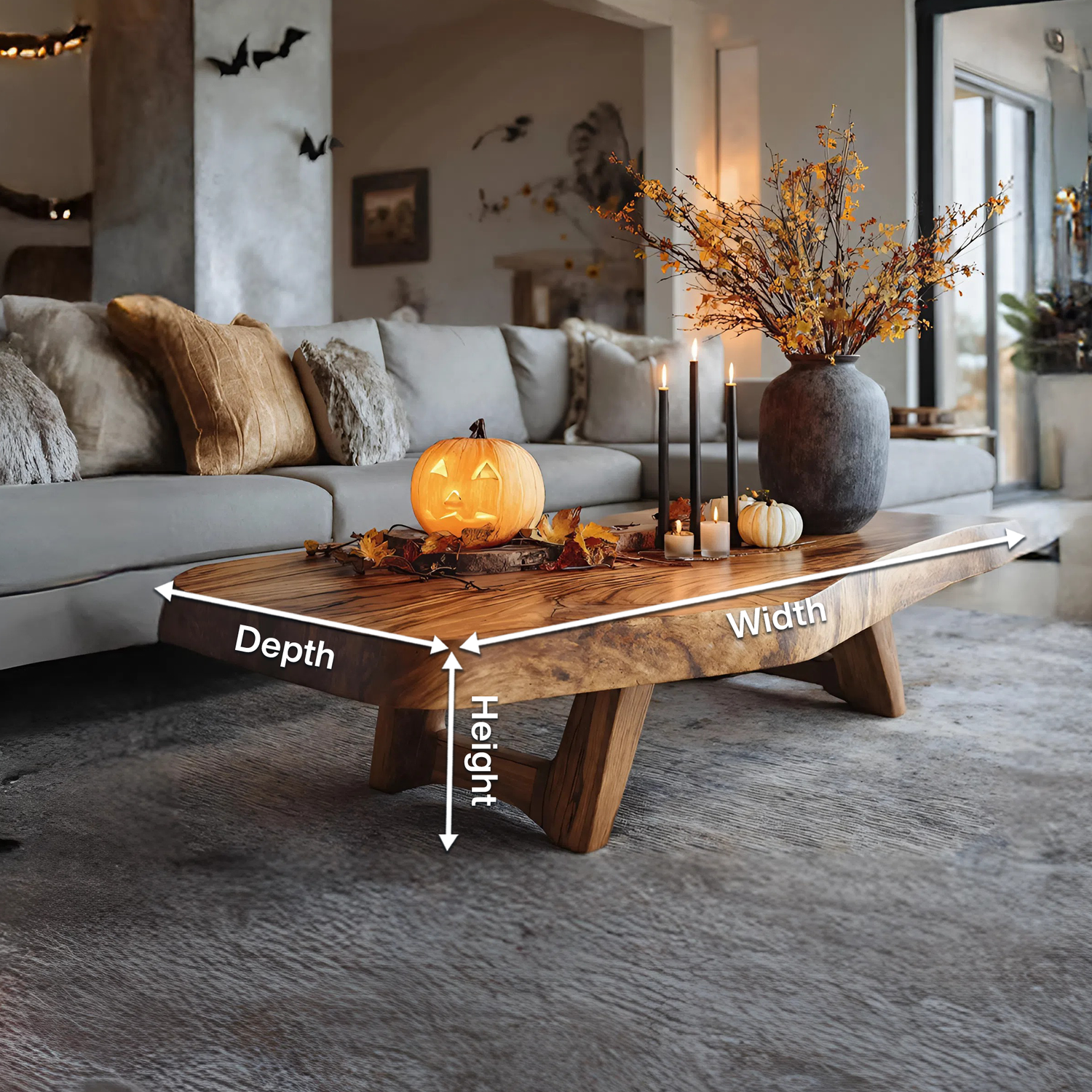 Mid Century Wooden Live Edge Coffee Table For Living Room Haunted Decor