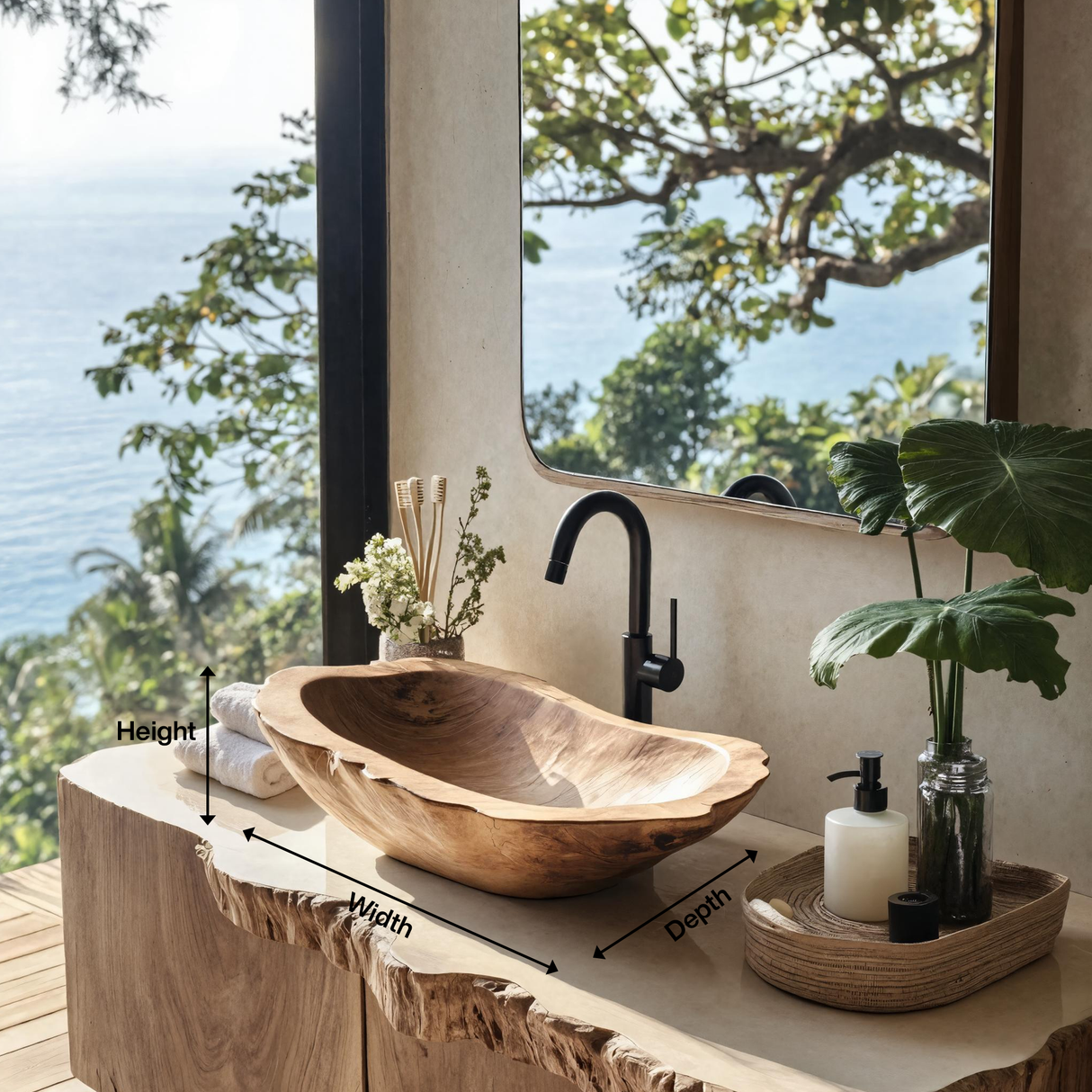Handcrafted Wooden Vessel Sink For Timeless Bathroom Style