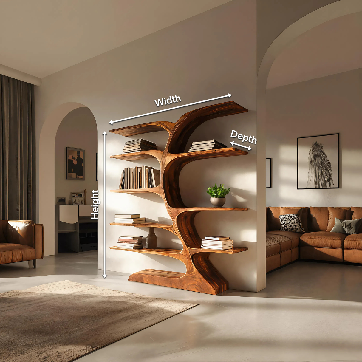 Organic Curved Bookshelf For Open Space
