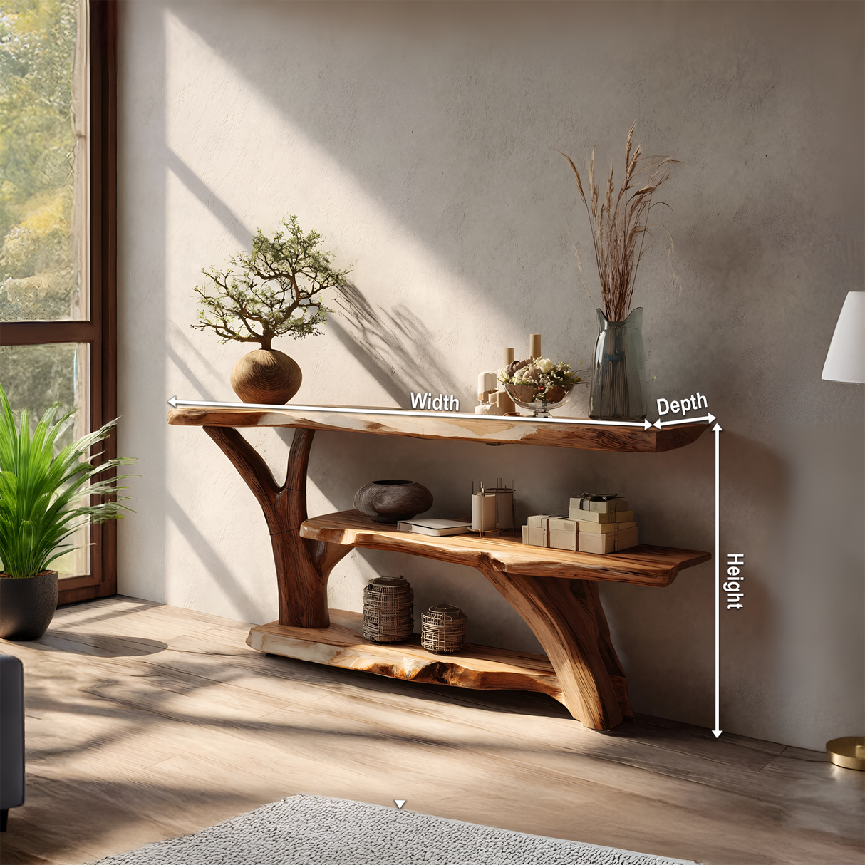 Modern Wooden Live Edge Console Table For Entryway Home Decoration