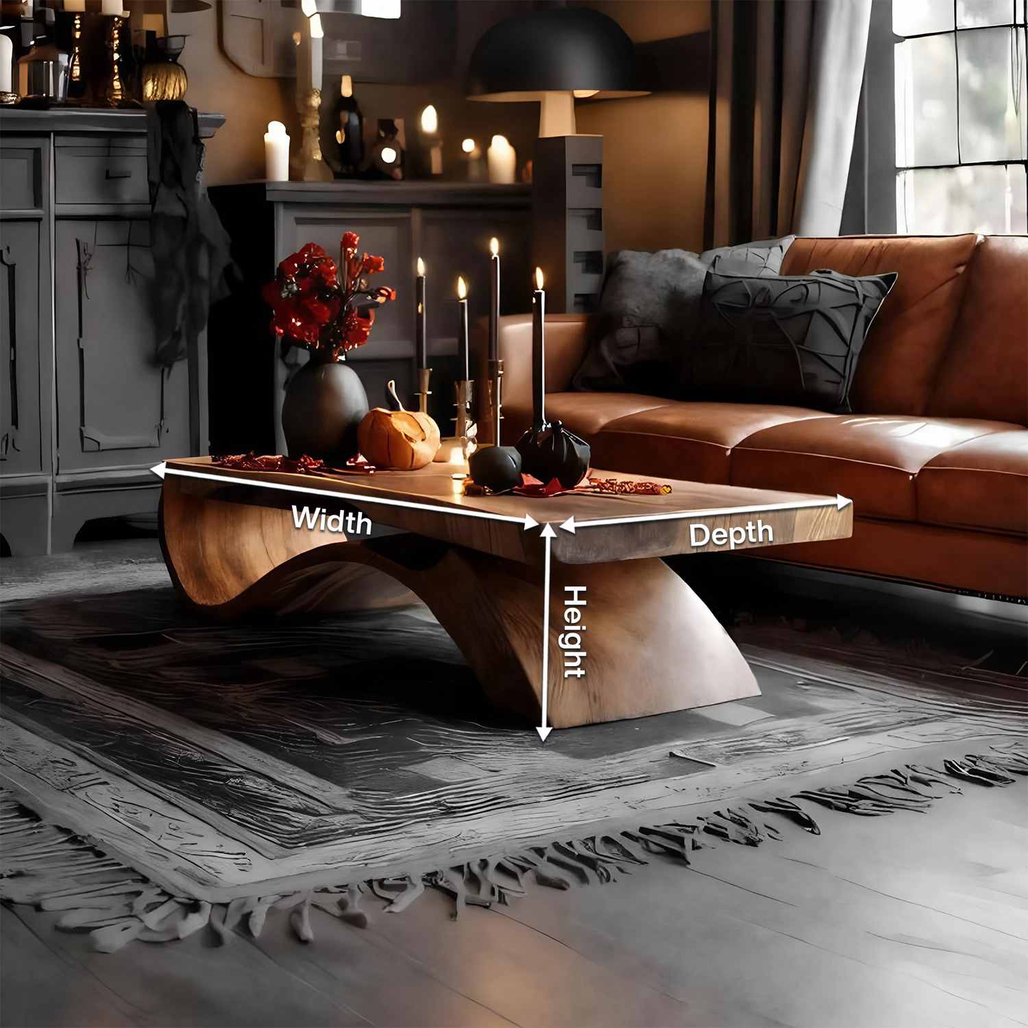 Mid Century Wooden Live Edge Coffee Table Livingroom Decor Autumn Vibes