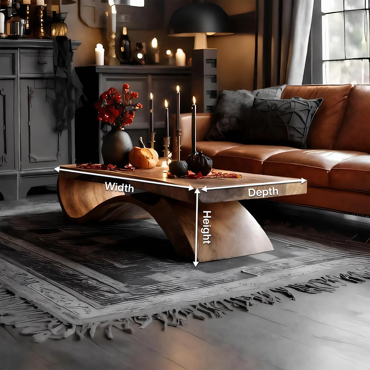 Mid Century Wooden Live Edge Coffee Table Livingroom Decor Autumn Vibes