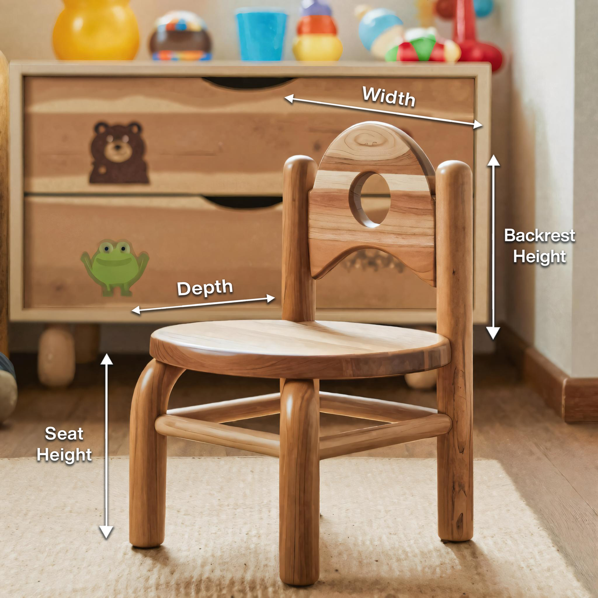 Montessori Toddler Chair With Round Backrest For Playroom Preschool And Nursery