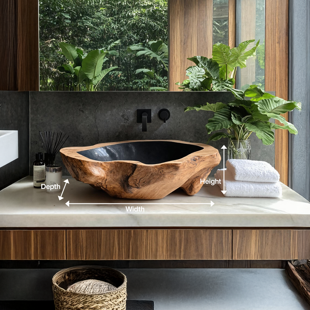 Farmhouse Wooden Vessel Sink For Bathroom