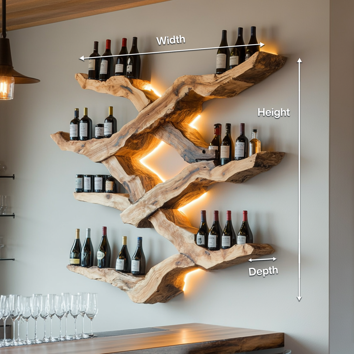 Farmhouse Wine Rack For Kitchen Wine Bottle Shelf
