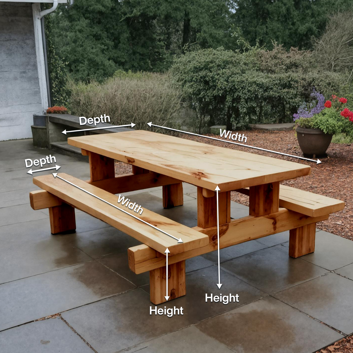 Minimalist Outdoor Picnic Table With Benches For Garden Or Cabin