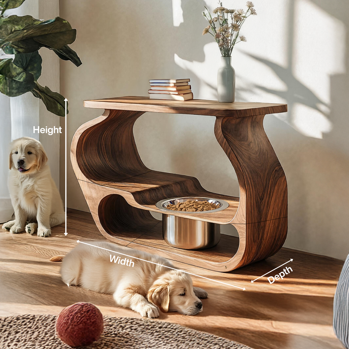Wooden Dog Bowl Stand Farmhouse Style For Dogs
