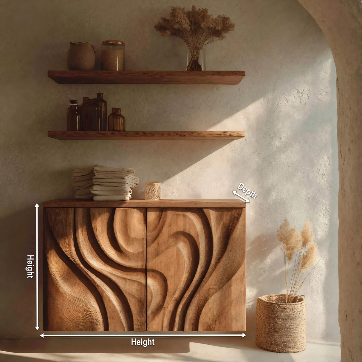 Modern Hand-Carved Bathroom Cabinet For Bathroom