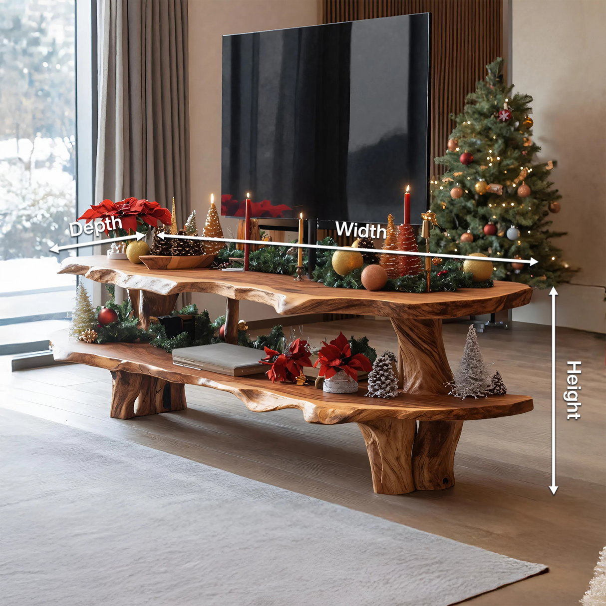 Farmhouse Wooden TV Console For Holiday Bedroom Decor