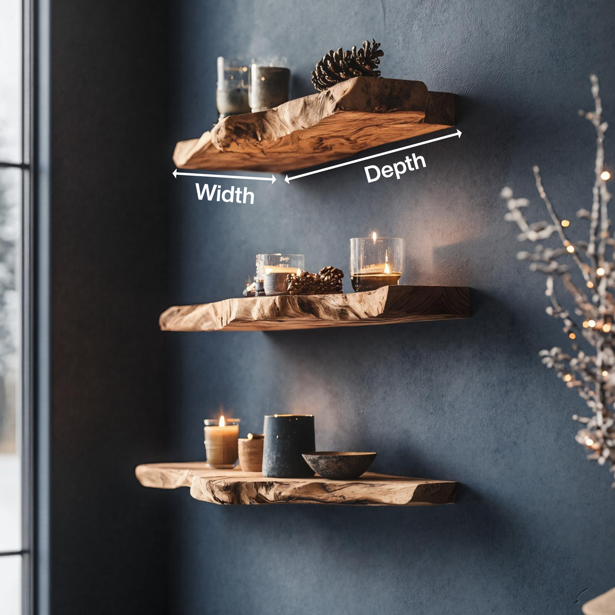 Mid Century Solid Wood Floating Shelf For Bedroom Xmas Decor