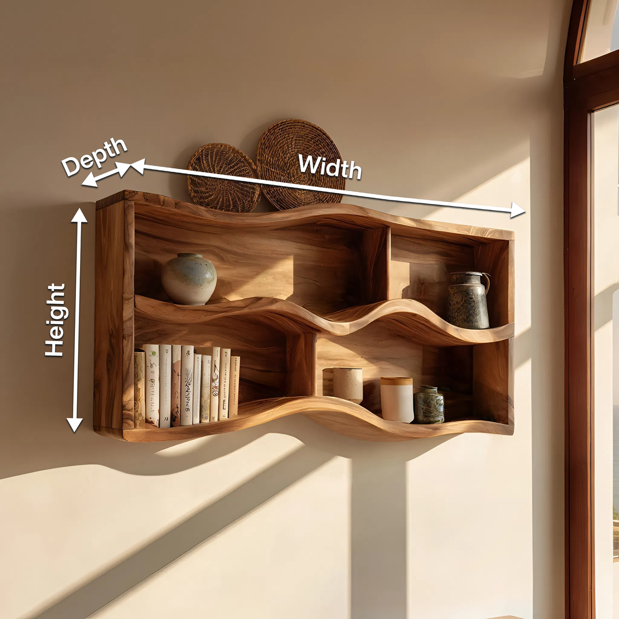 Handcrafted Live Edge Display Shelf For Living Room Wall Decor