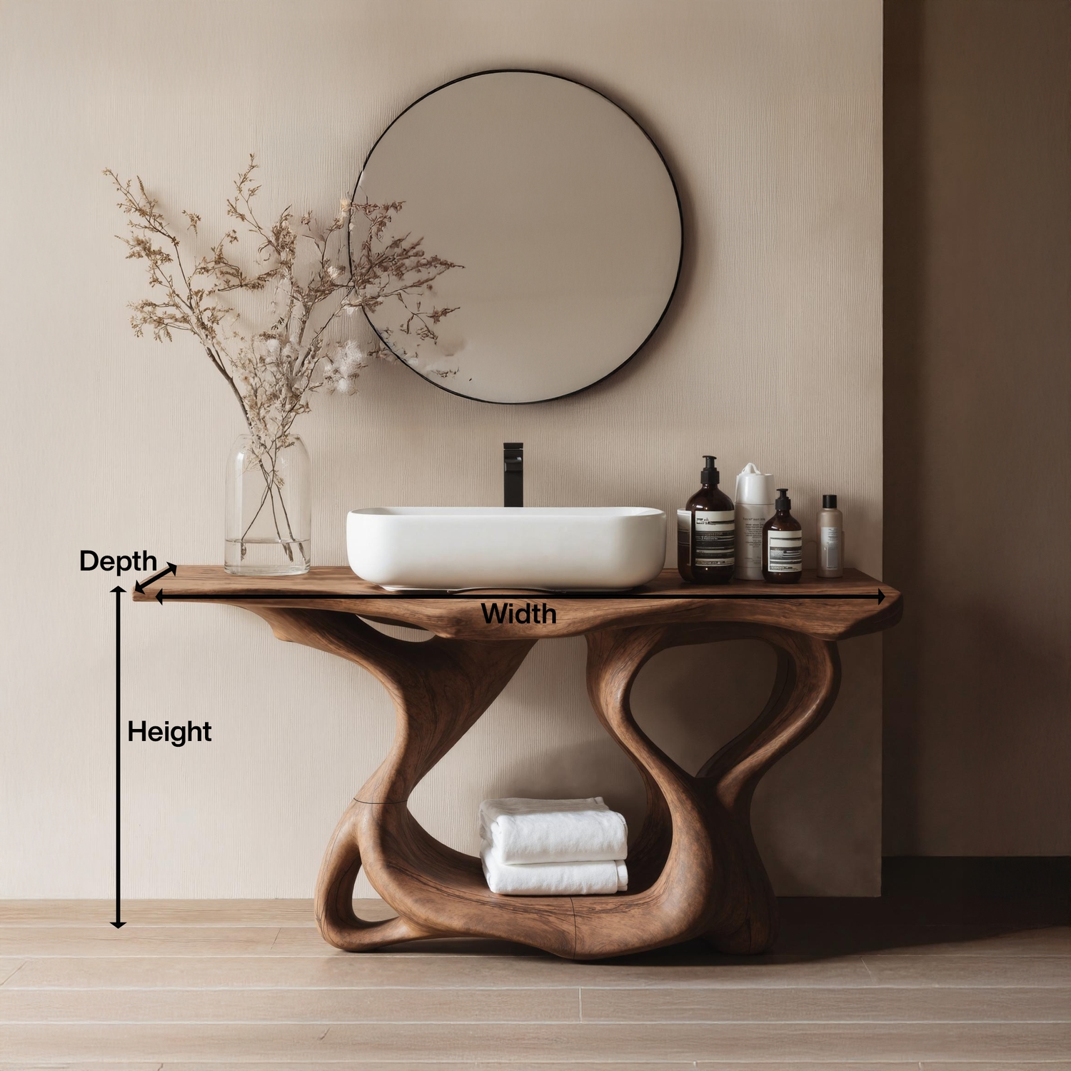 Rustic Solid Wood Vanity For Bathroom Furniture Decor