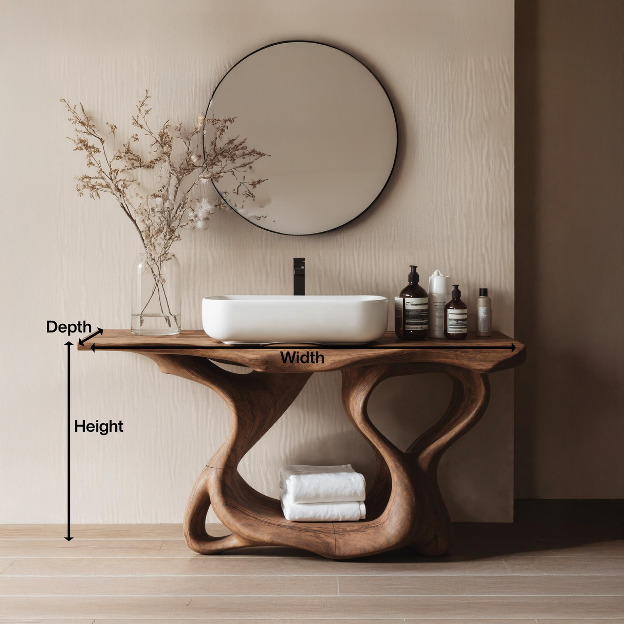 Rustic Solid Wood Vanity For Bathroom Furniture Decor