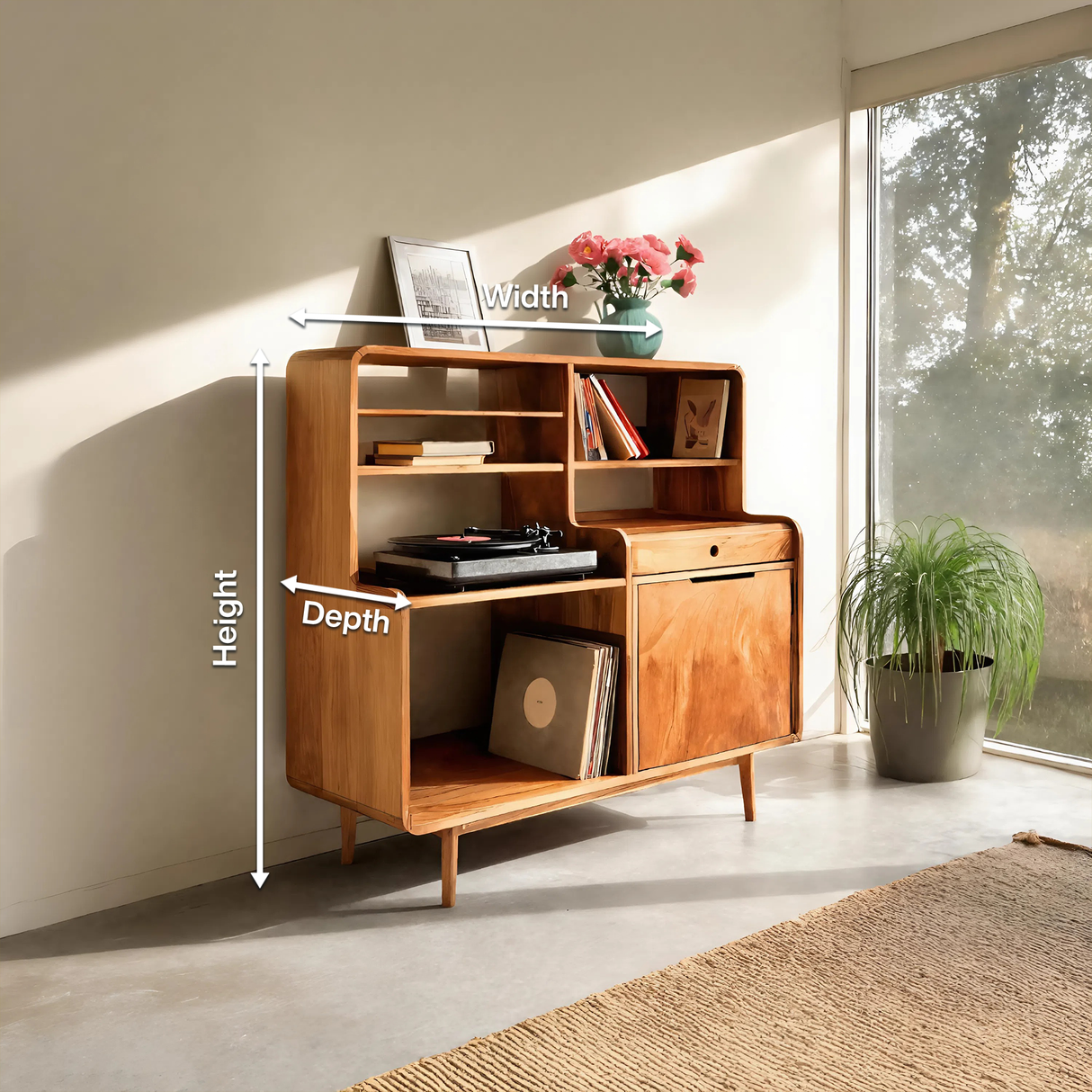 Mid-Century Vinyl Record Cabinet For Home Decor