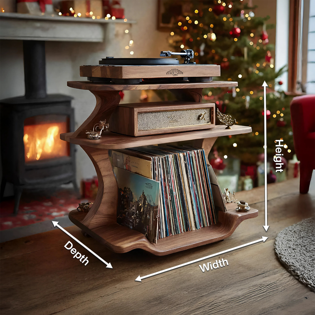 Mid Century Wooden Record Stand For Christmas Vinyl Lovers