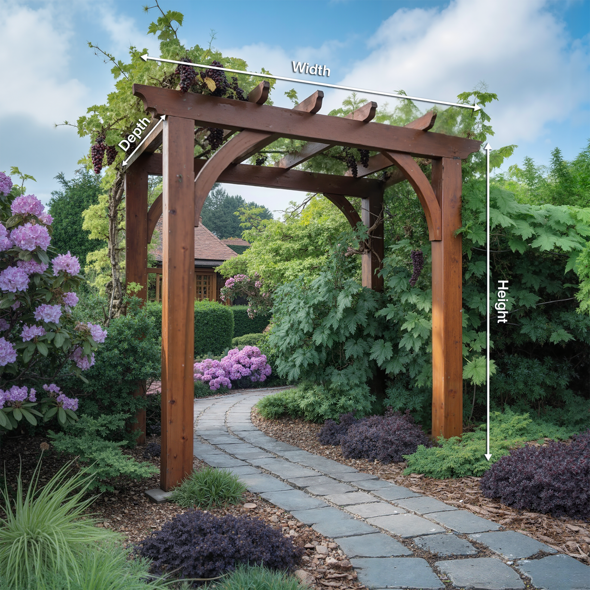 Rustic Garden Arbor Arch For Outdoor Pathways