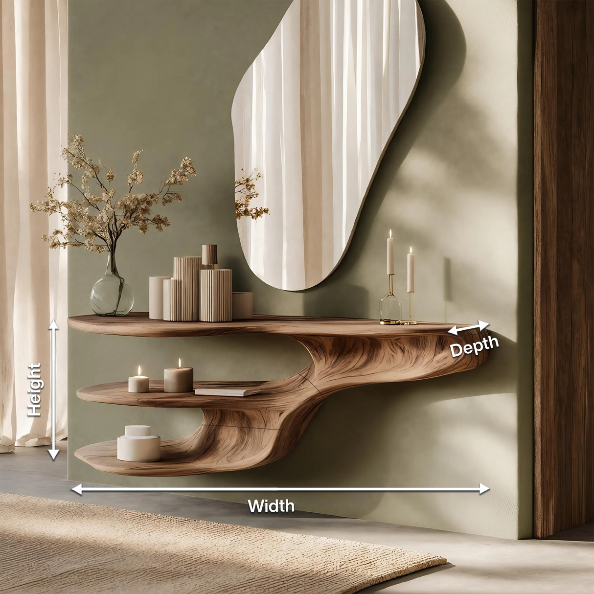 Rustic Solid Wood Vanity For Bedroom Makeup Organization