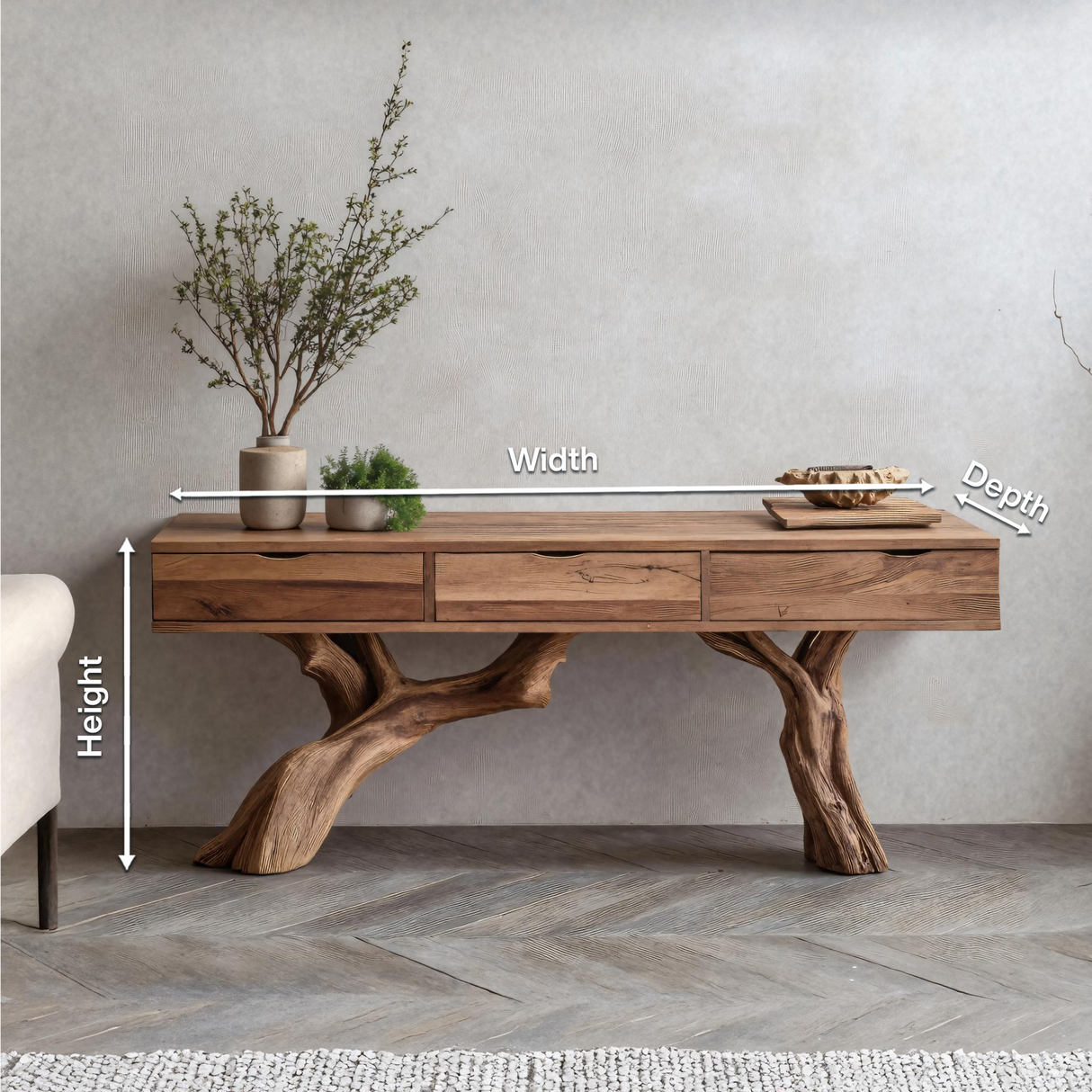 Mid Century Wooden Console Table For Entryway Design With Storage