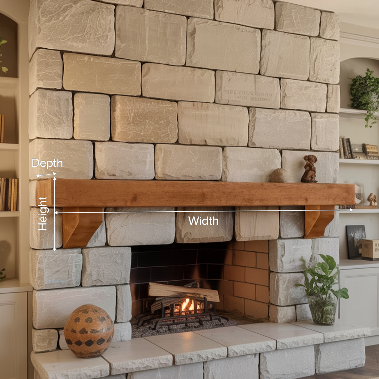 Rustic Fireplace Mantel Shelf For Living Room Cabin Decor
