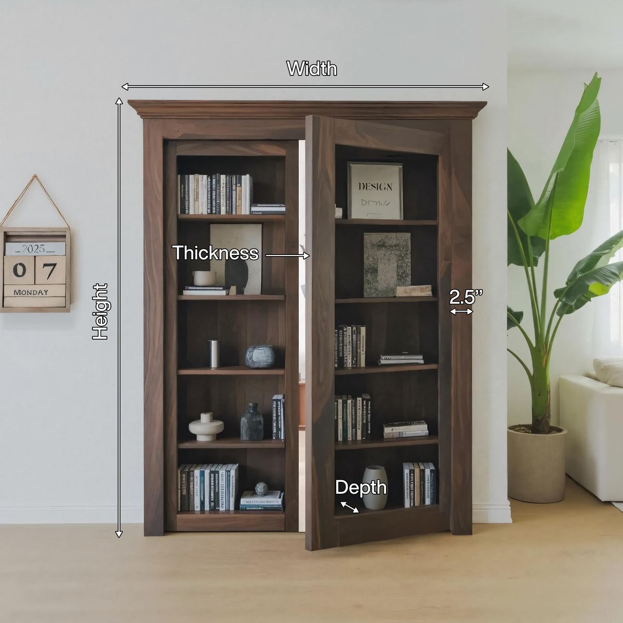 Modern Hidden Door Bookshelf For Home Office Or Living Room