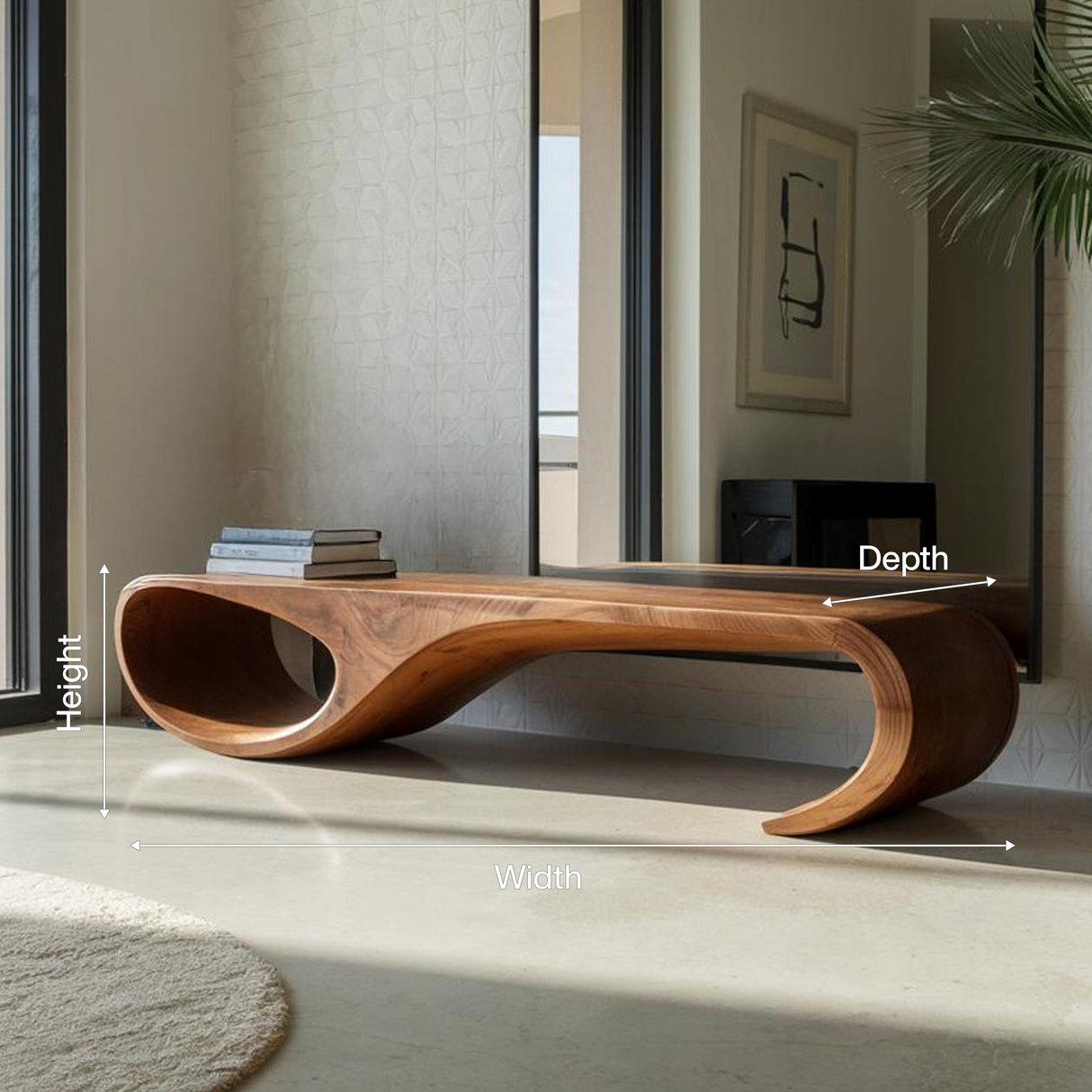 Modern Sculptural Bench For Entryway And Living Room Decor