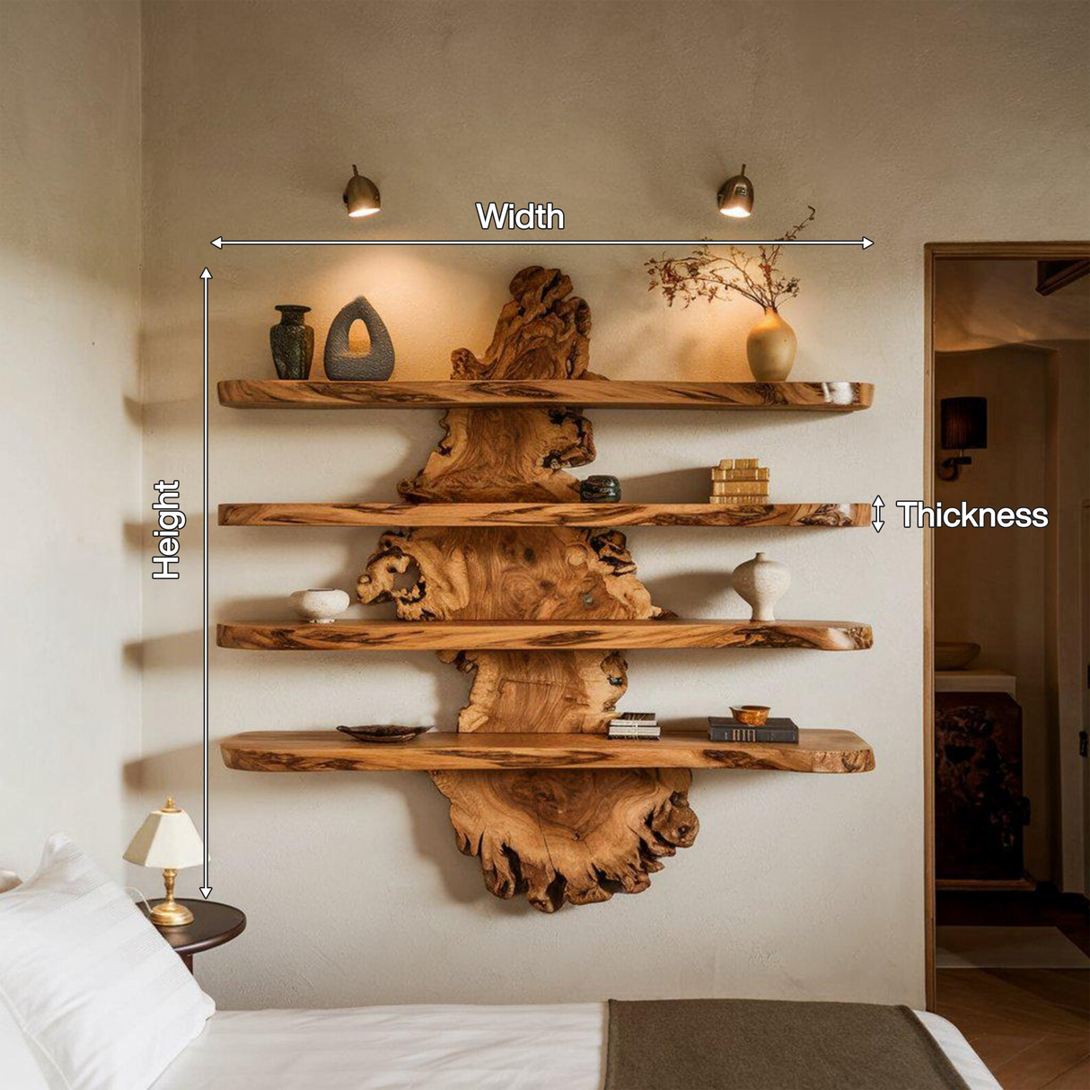 Live Edge Wall Shelf Design For Bedroom Display
