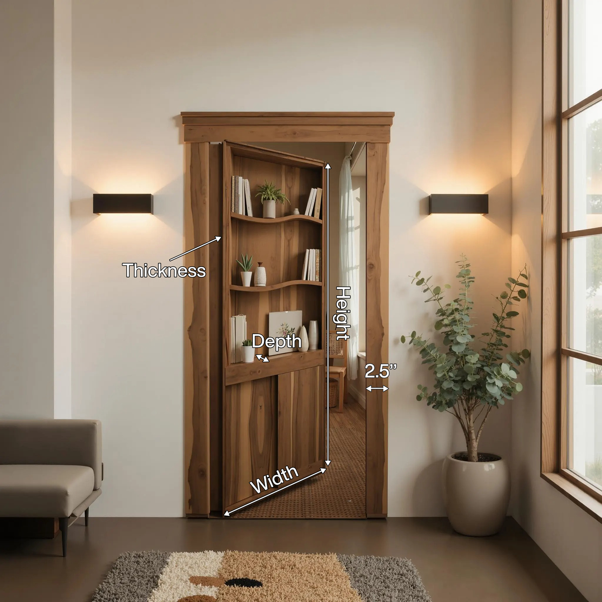 Rustic Hidden Bookshelf Door For Home Library And Entryway