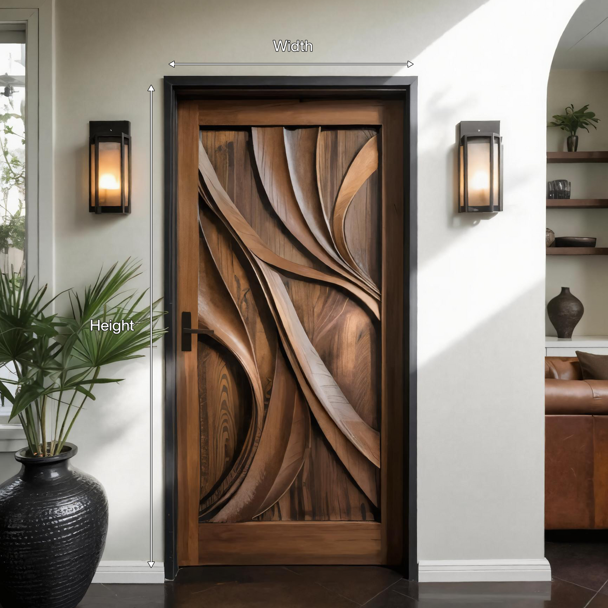 Artistic Carved Door Design For Hallway And Entrance