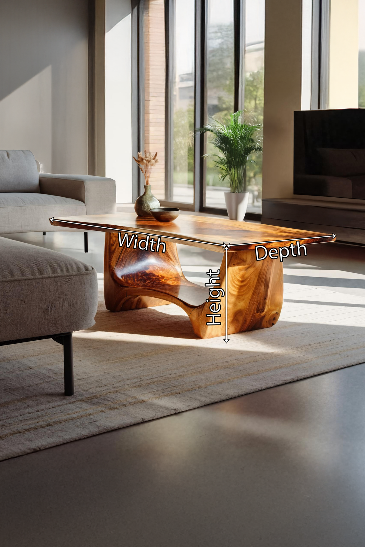 Handcrafted Solid Wood Low Coffee Table For Living Roomdecor