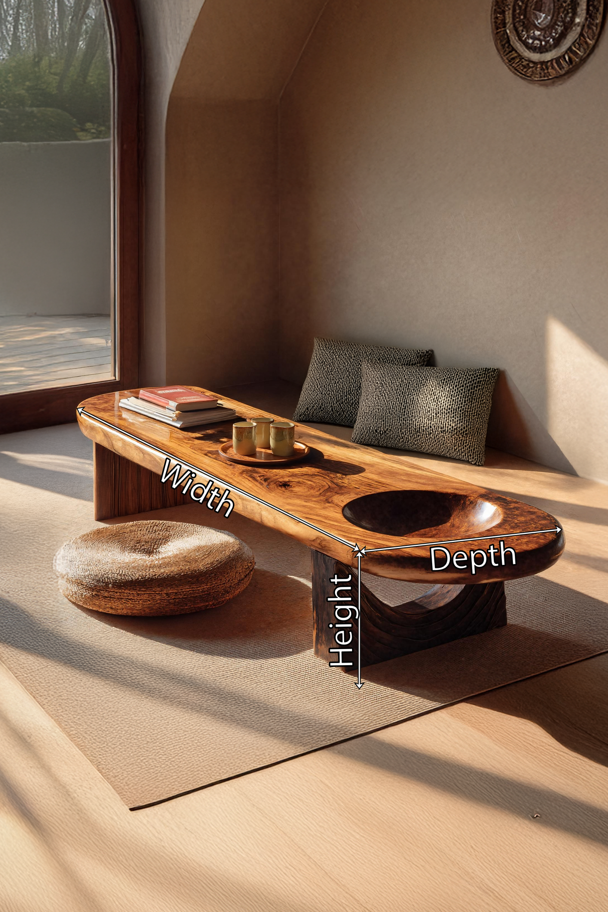 Mid Century Handcrafted Live Edge Coffee Table For Furniture Decor