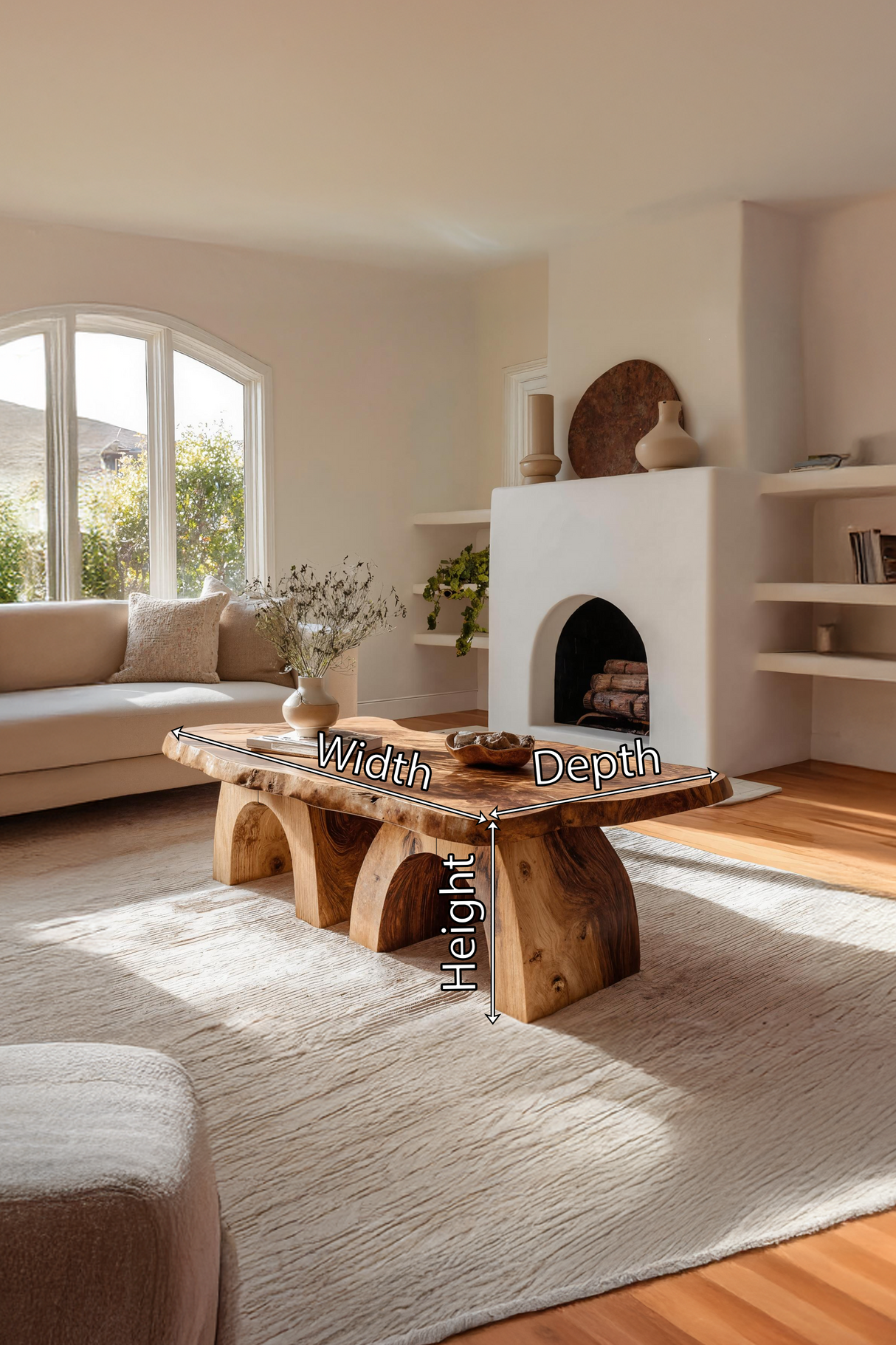 Farmhouse Handcrafted Wooden Live Edge Coffee Table For Decor