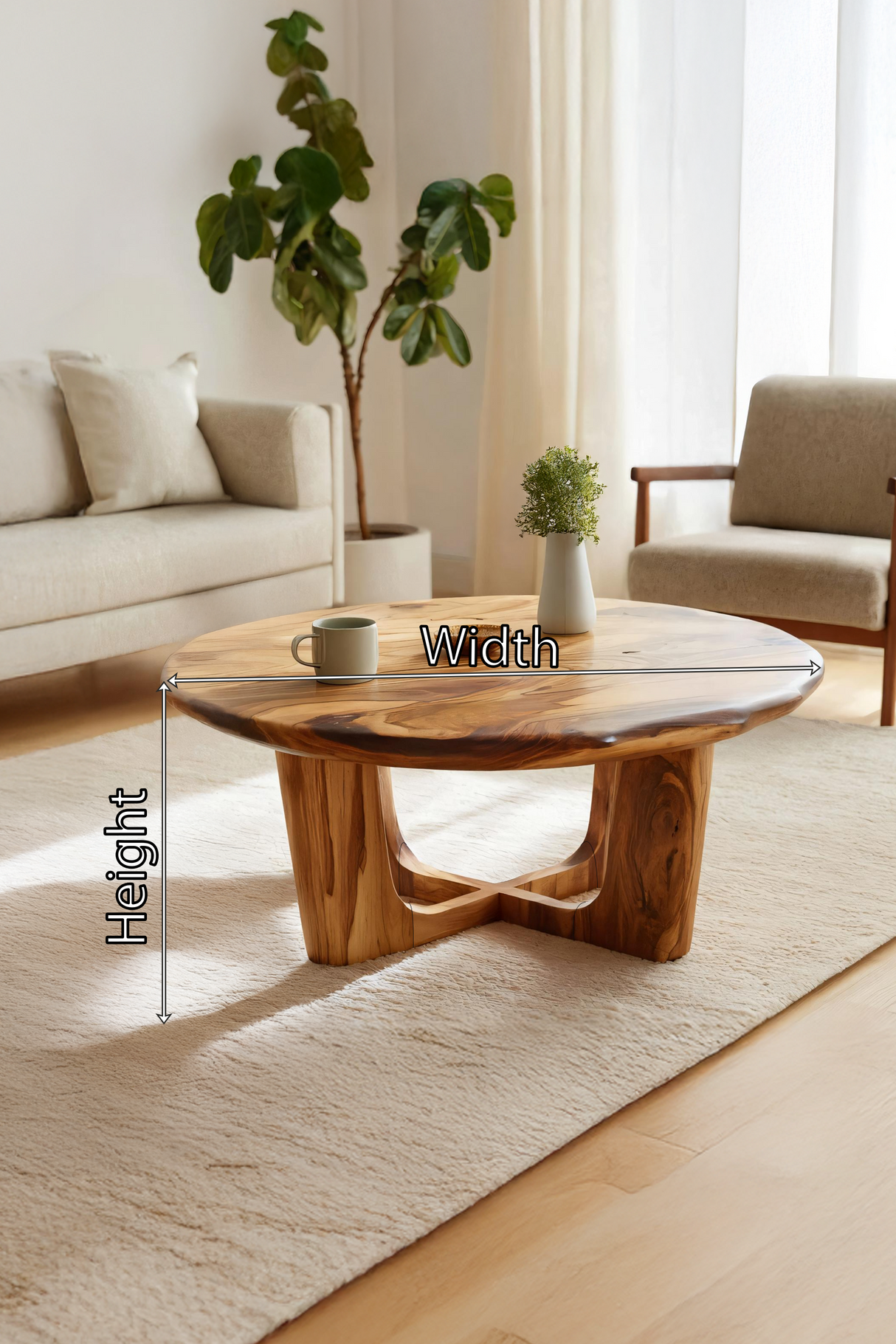 Modern Handcrafted Live Edge Low Table For Living Room Furniture Decor