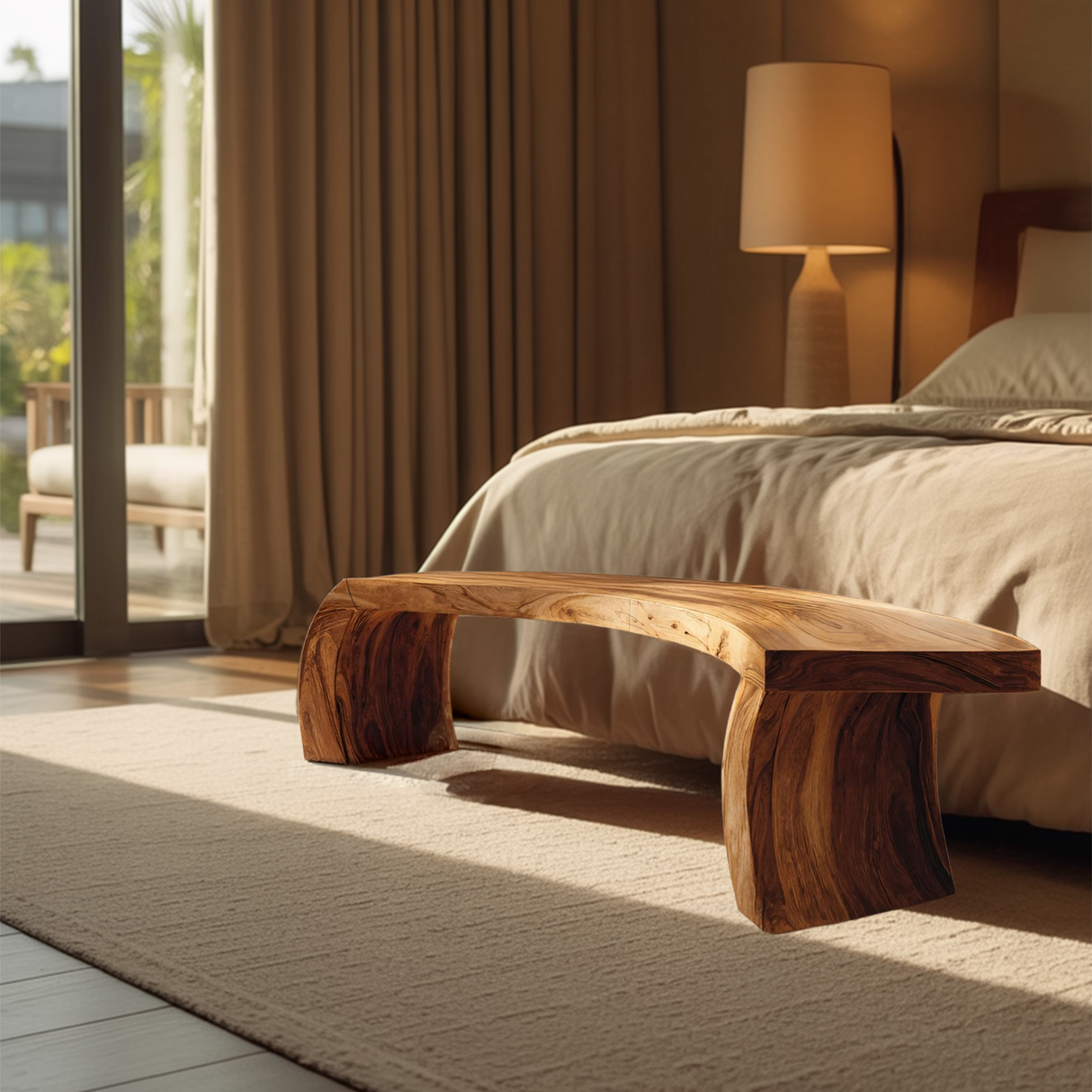 Rustic Live Edge Wood Bench For Entryway Accent Furniture