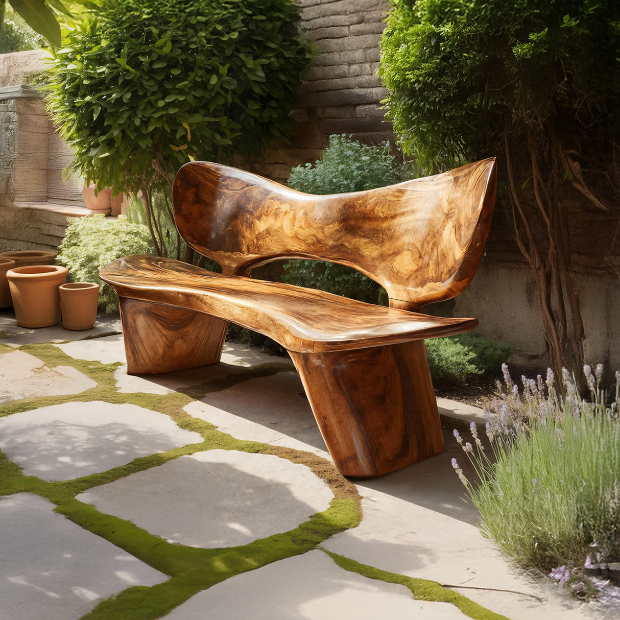 Handcrafted Outdoor Wooden Bench For Serene Garden Corners