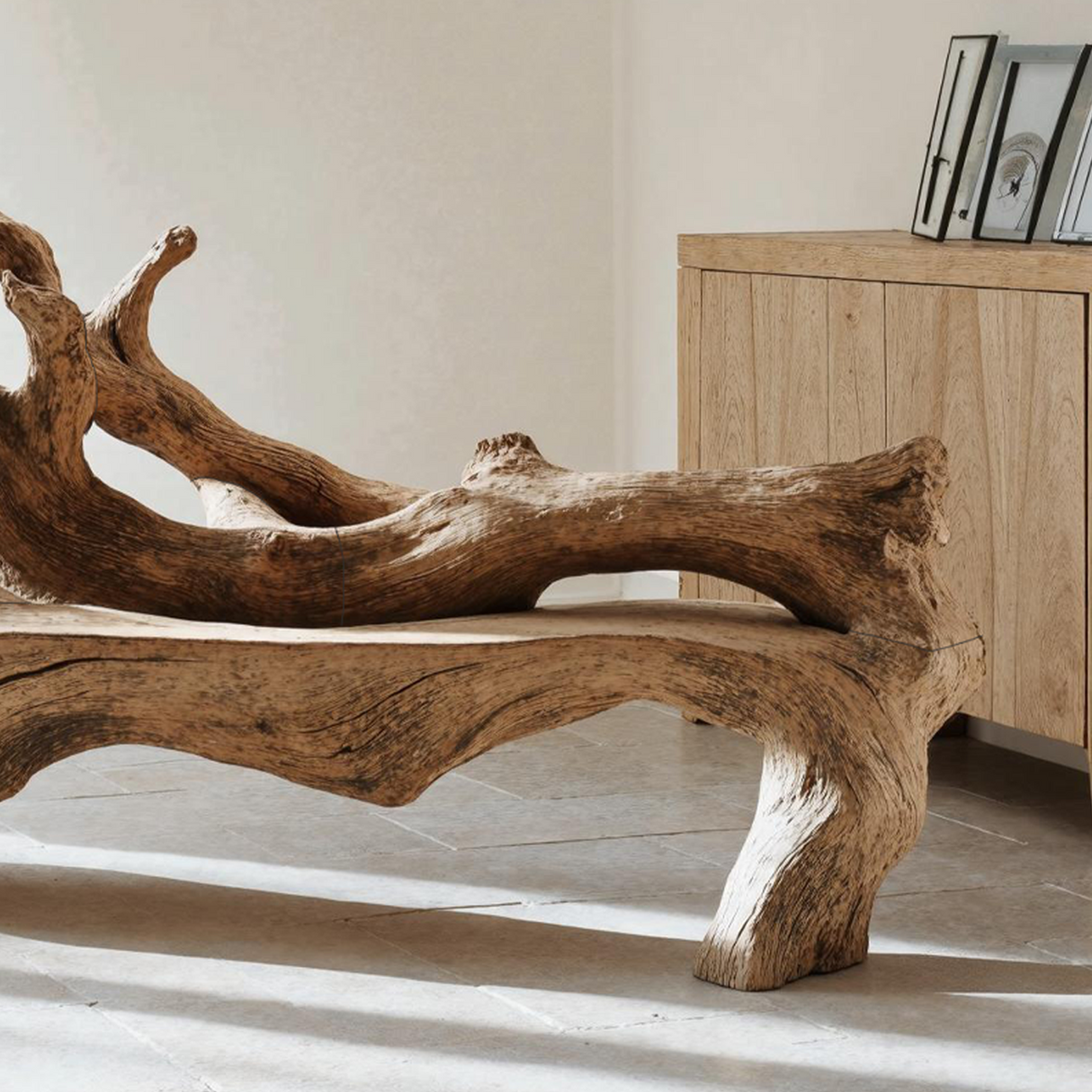 Handcrafted Branch Bench For Versatile Living Room Seating