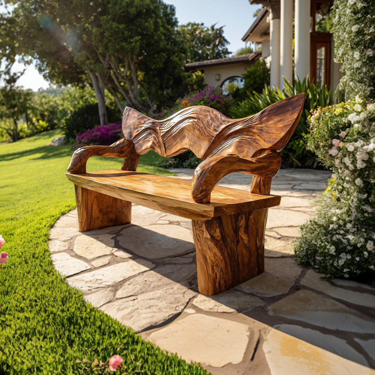 Rustic Live Edge Wood Bench For Entryway Interior Space