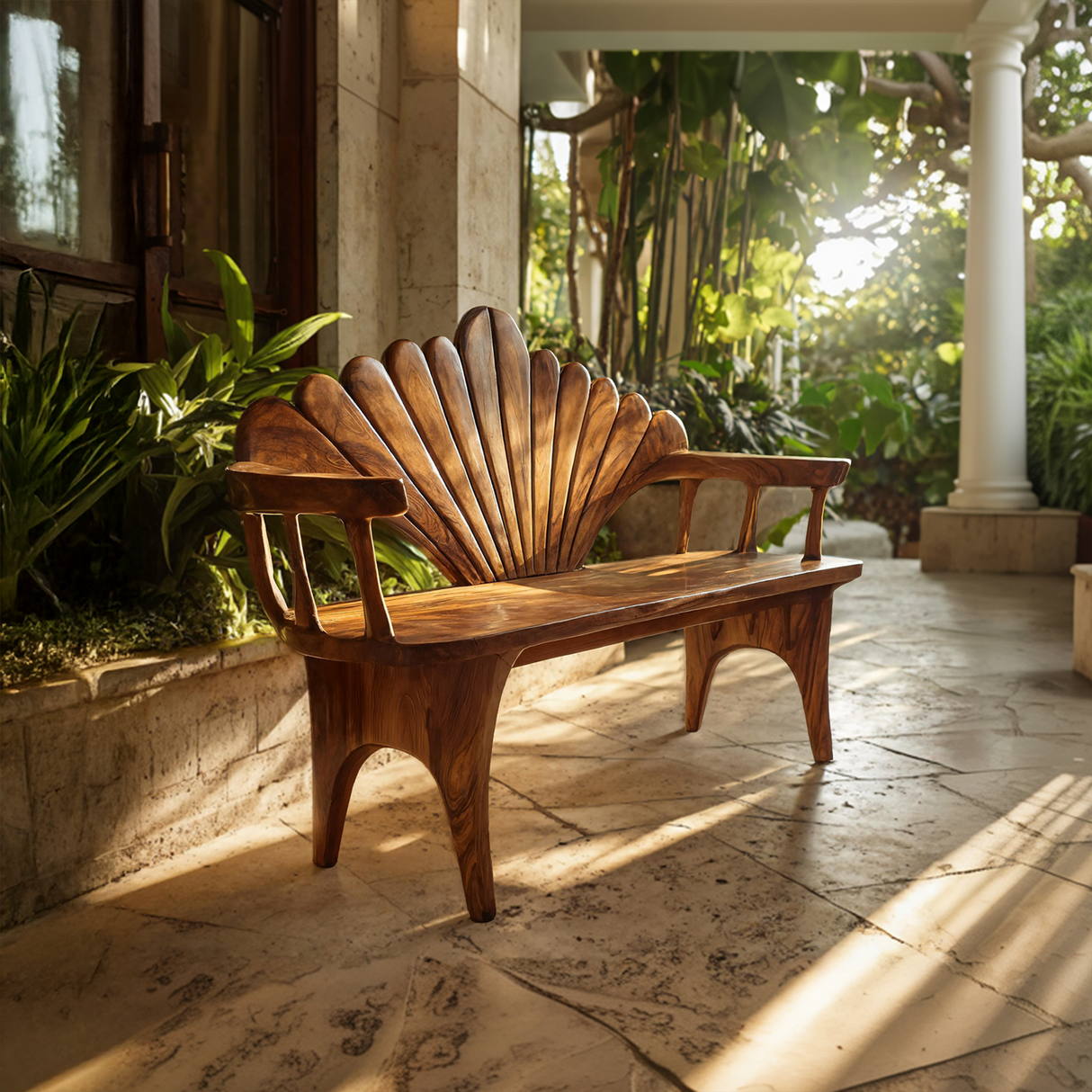 Natural Solid Wood Entryway Bench For Foyer Decor