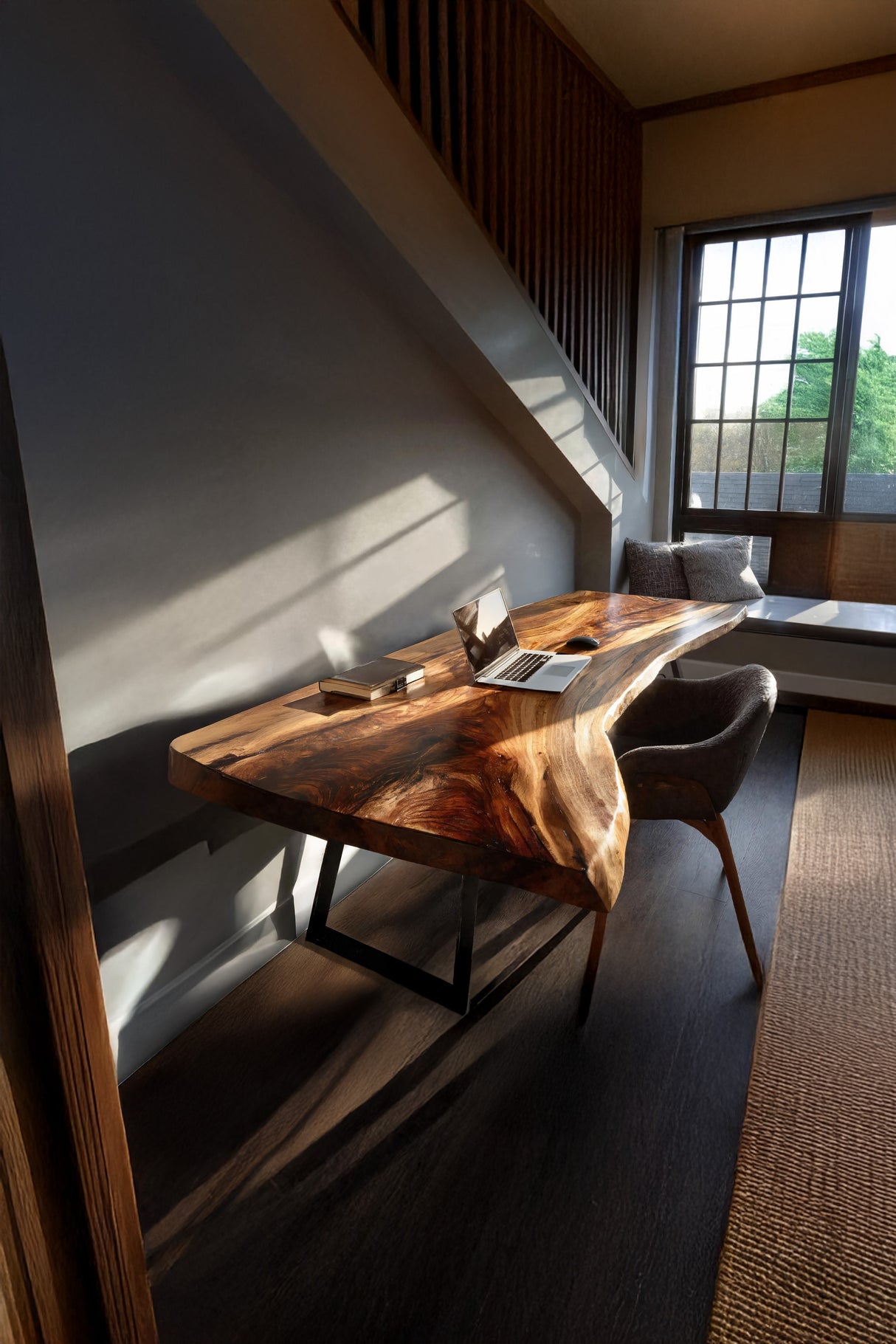Farmhouse Handmade Live Edge Desk For Interior