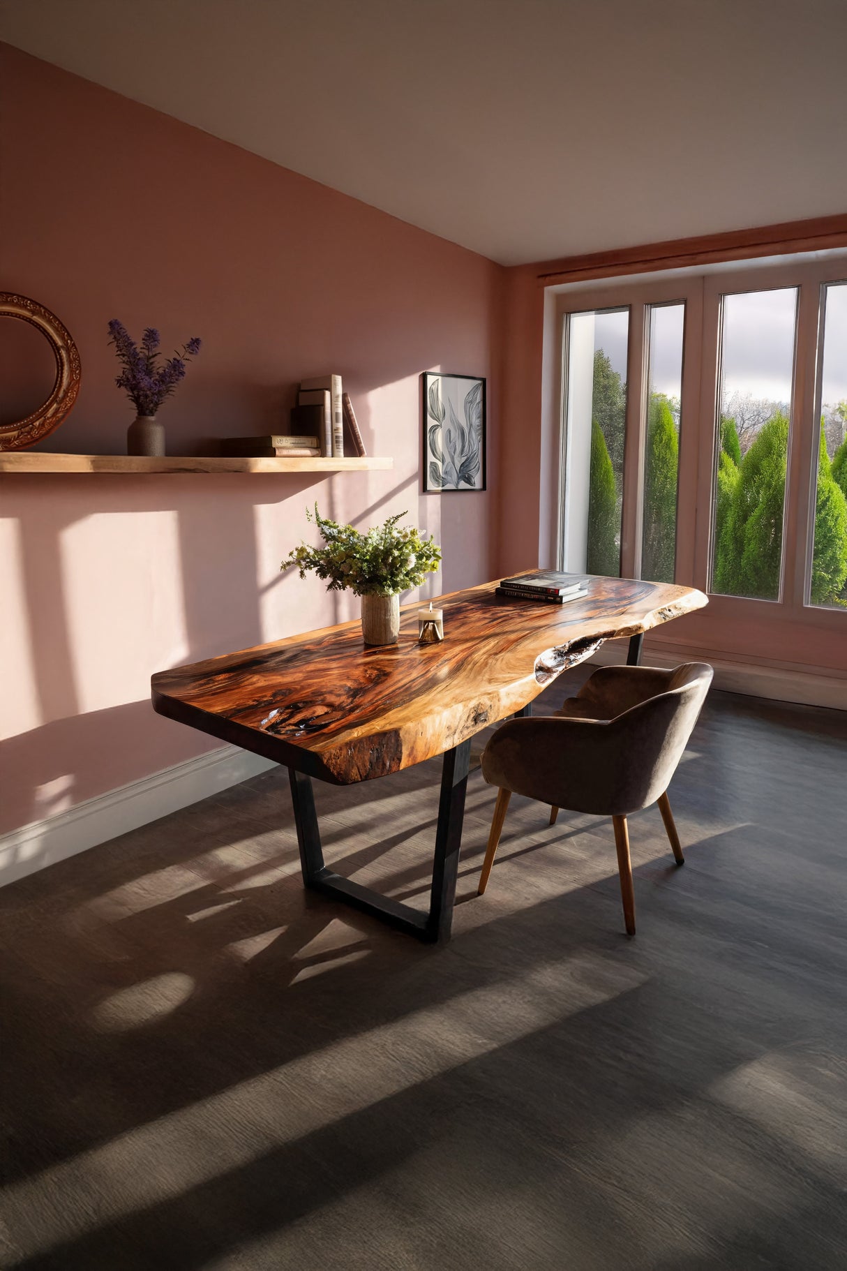 Modern Wooden Live Edge Desk For Small Spaces