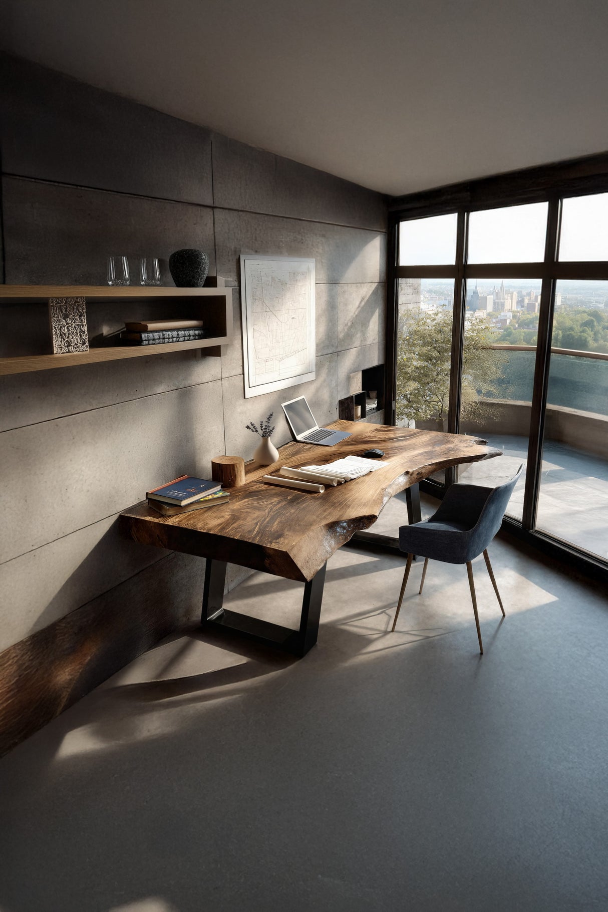 Farmhouse Wooden Live Edge Desk For Bedroom Decor