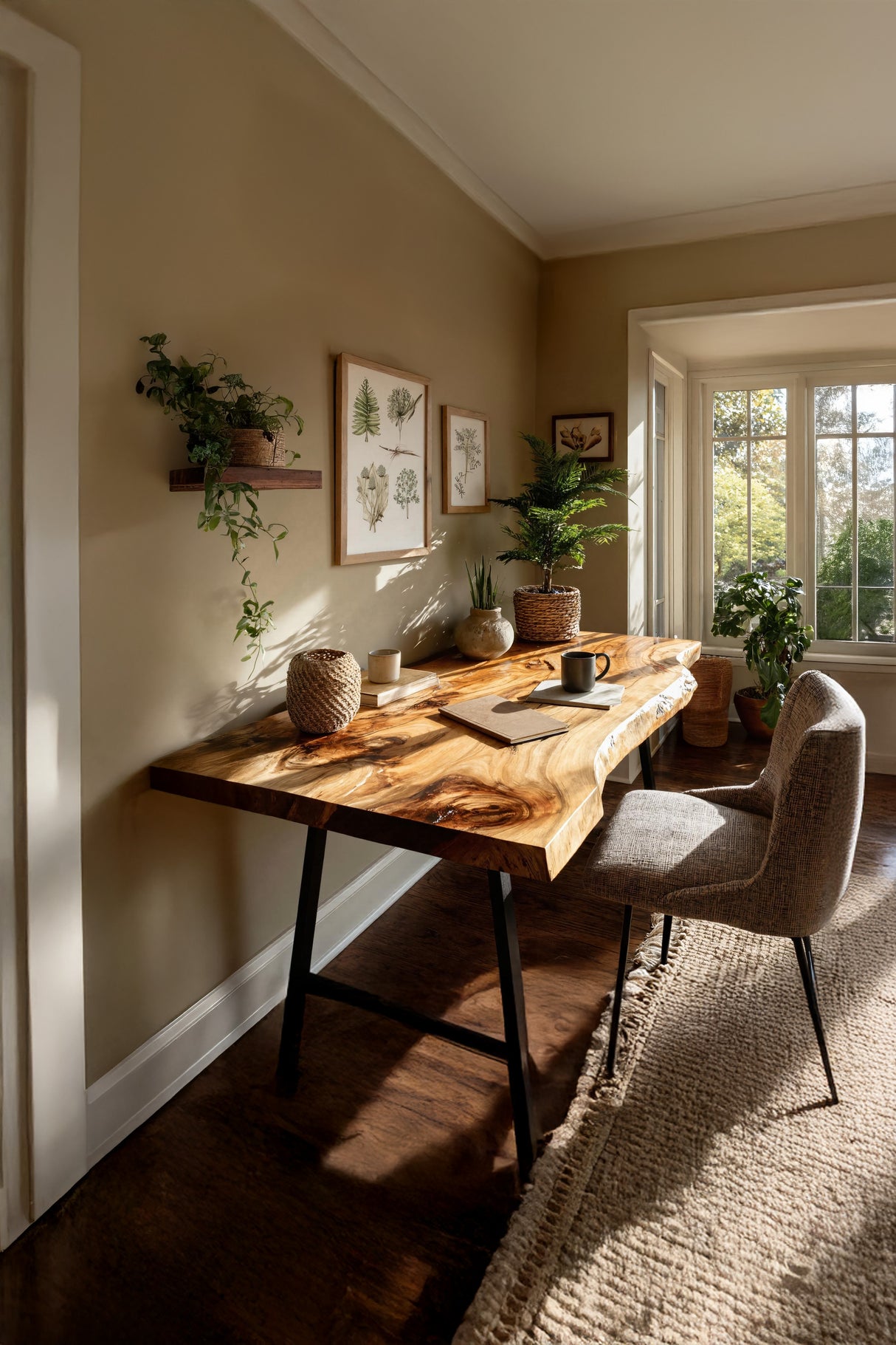 Mid Century Solid Wood Desk For Minimalist Decor