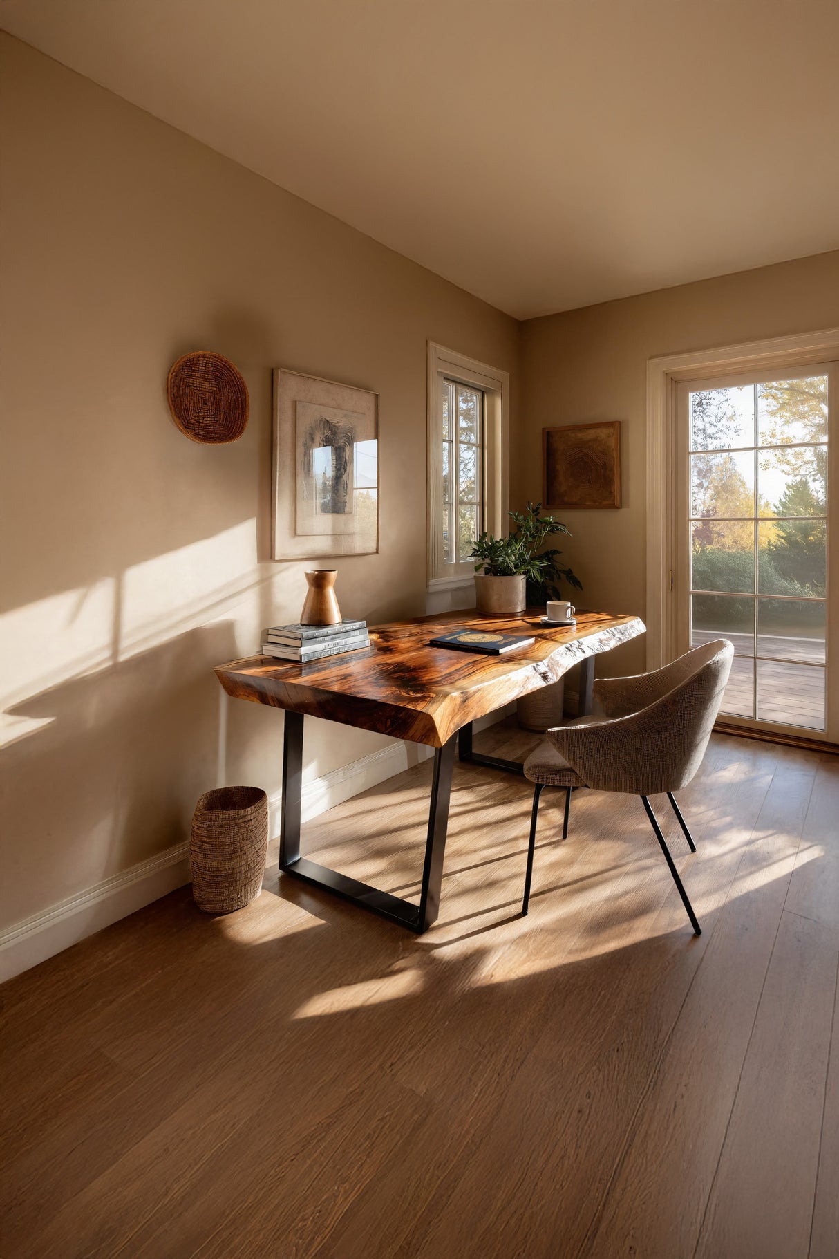 Farmhouse Solid Wood Live Edge Desk For Interior Decor