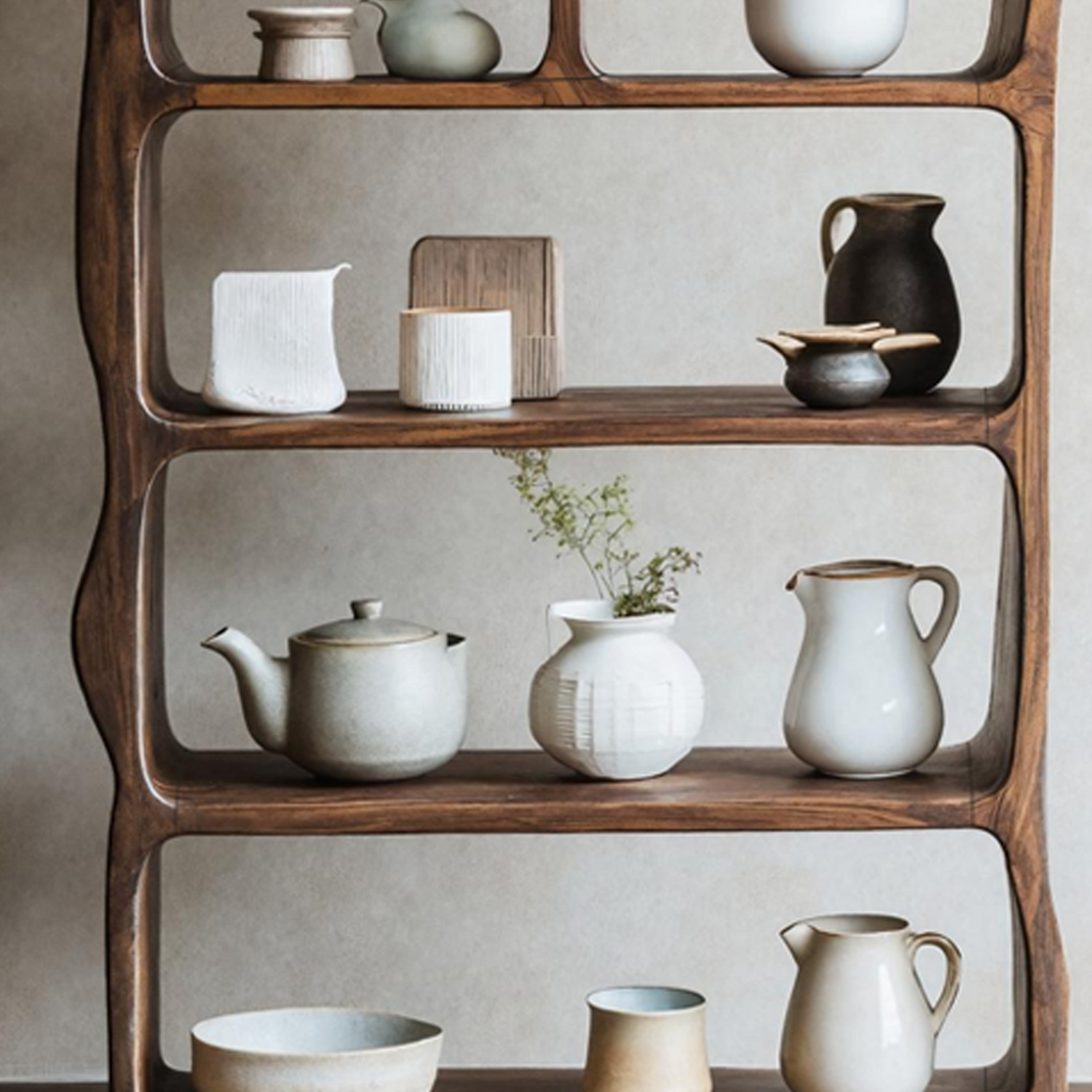 Mid Century Wooden Open Shelf For Living Room Furniture Decor