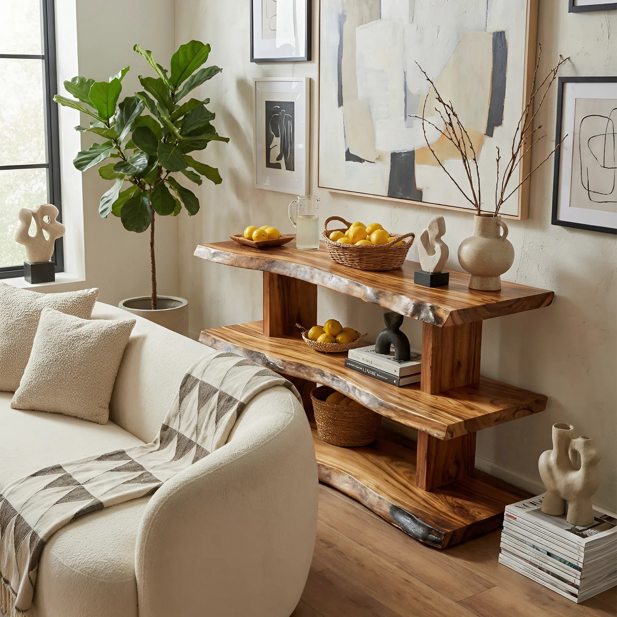 Handcrafted Wood Bookshelf For Bedroom Storage And Furniture Decor