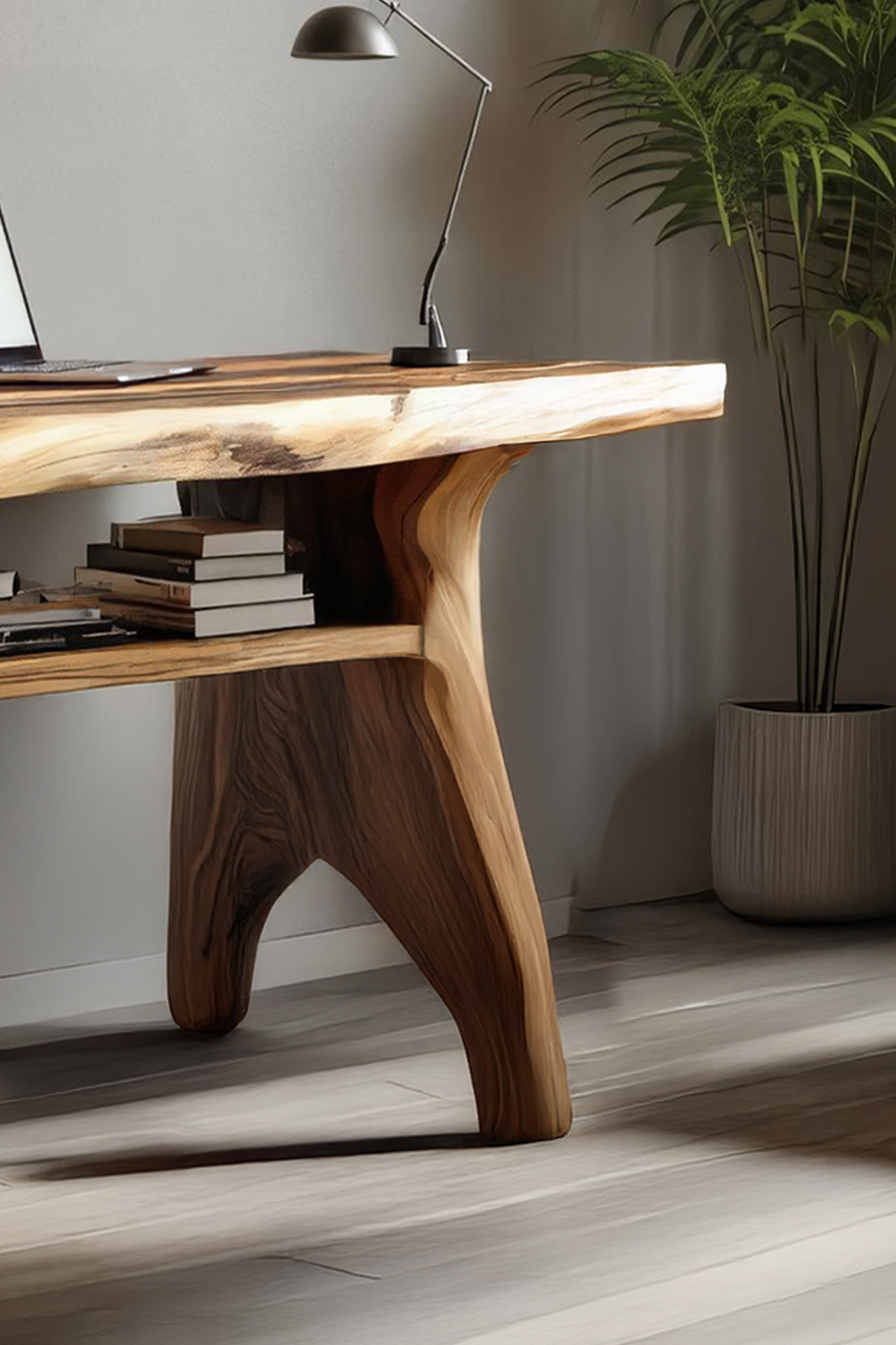 Mid Century Solid Wood Desk For Living Room And Studio