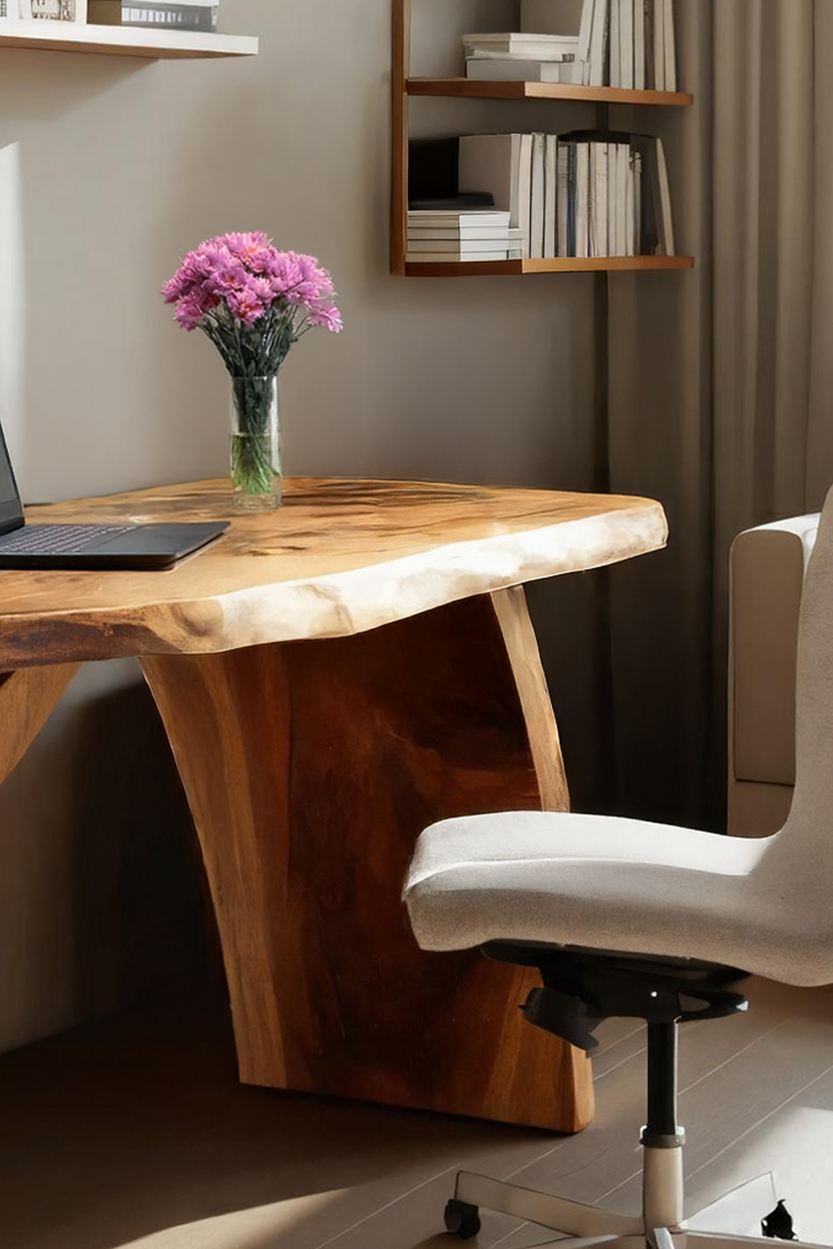 Handcrafted Wooden Live Edge Desk For Professional Office